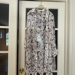 Vince Camuto Pink and Black Abstract Top